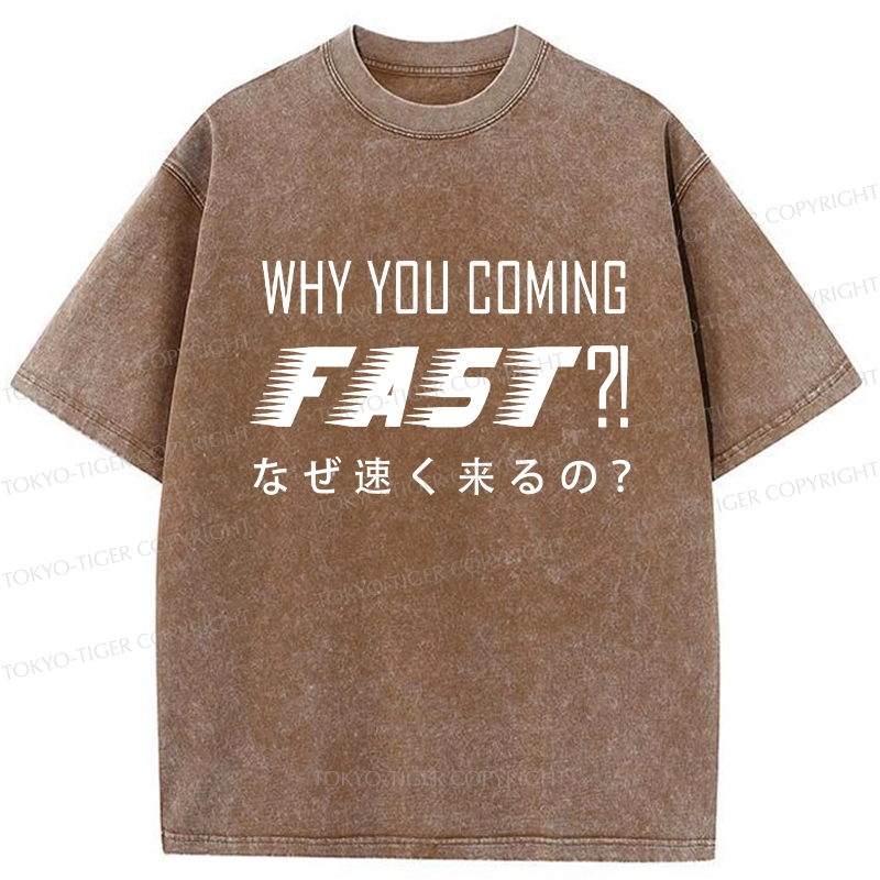 Tokyo-Tiger Funny Coming Fast Washed T-Shirt