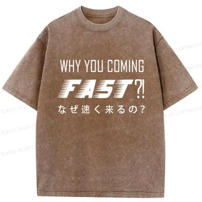 Tokyo-Tiger Funny Coming Fast Washed T-Shirt