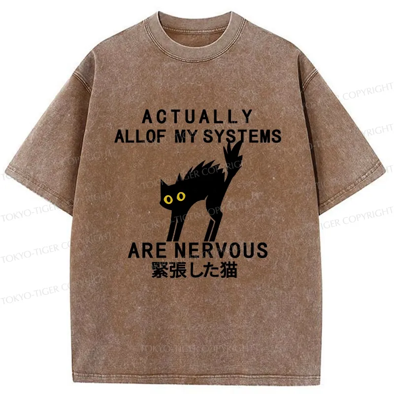 Tokyo-Tiger Nervous Cat Washed T-Shirt