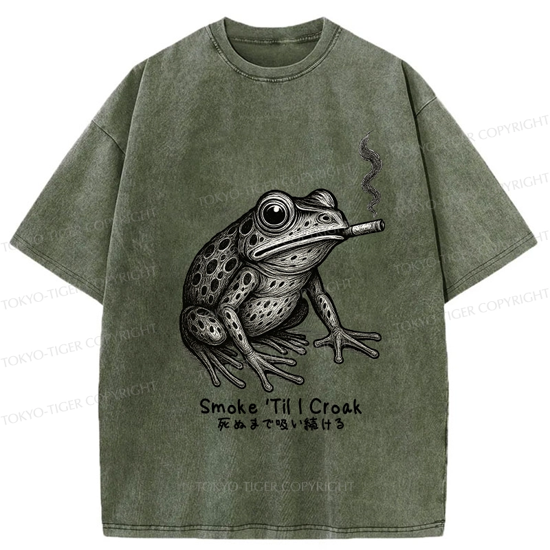 Tokyo-Tiger Funny Smoke 'Til I Croak Washed T-Shirt
