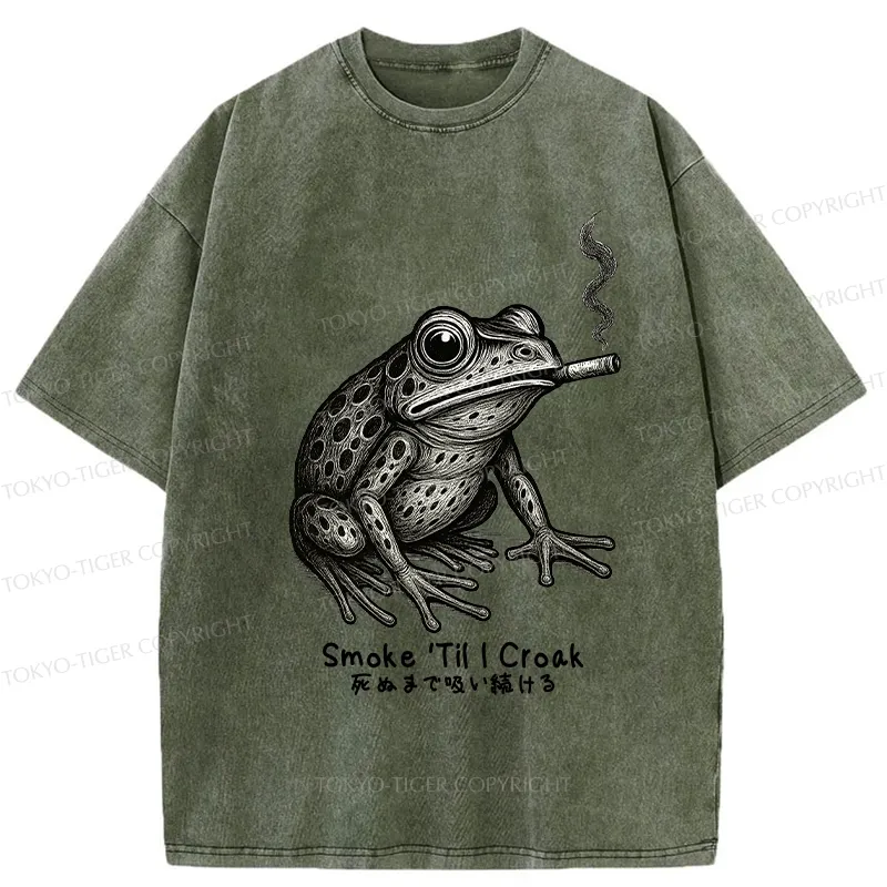 Tokyo-Tiger Funny Smoke 'Til I Croak Washed T-Shirt