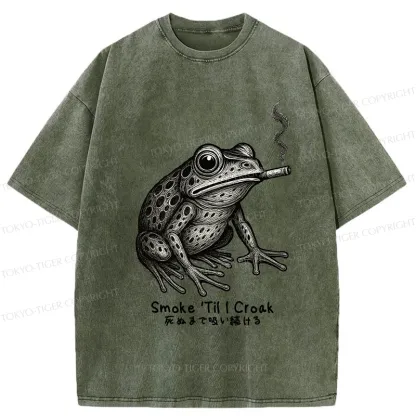 Tokyo-Tiger Funny Smoke 'Til I Croak Washed T-Shirt