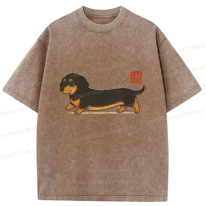 Tokyo-Tiger Japan Dachshund Washed T-Shirt