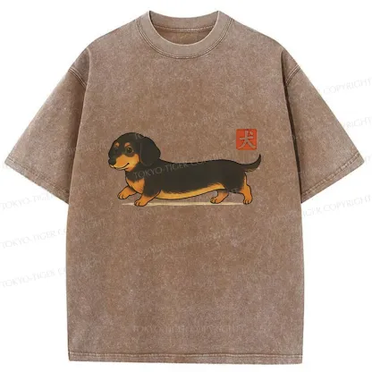 Tokyo-Tiger Japan Dachshund Washed T-Shirt