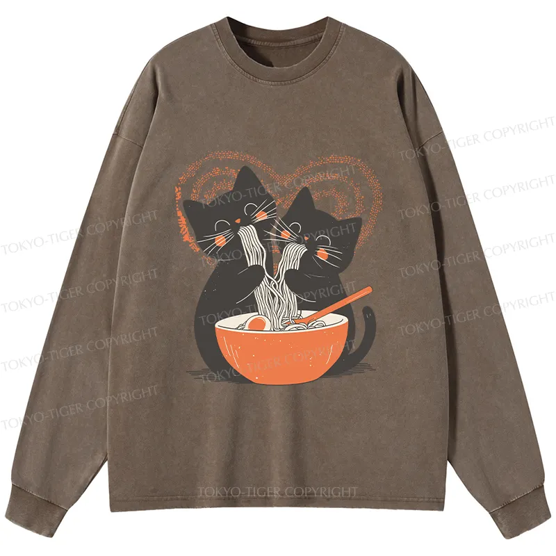 Tokyo-Tiger Let's Eat Ramen Together Washed Long Sleeve T-Shirt