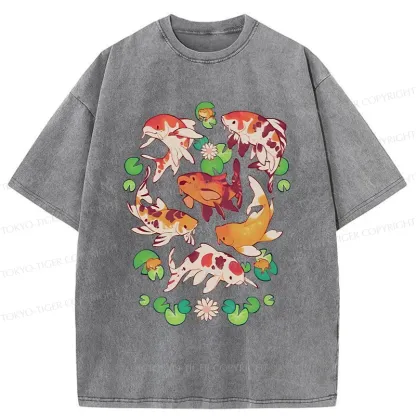 Tokyo-Tiger Retro Koi Group Washed T-Shirt
