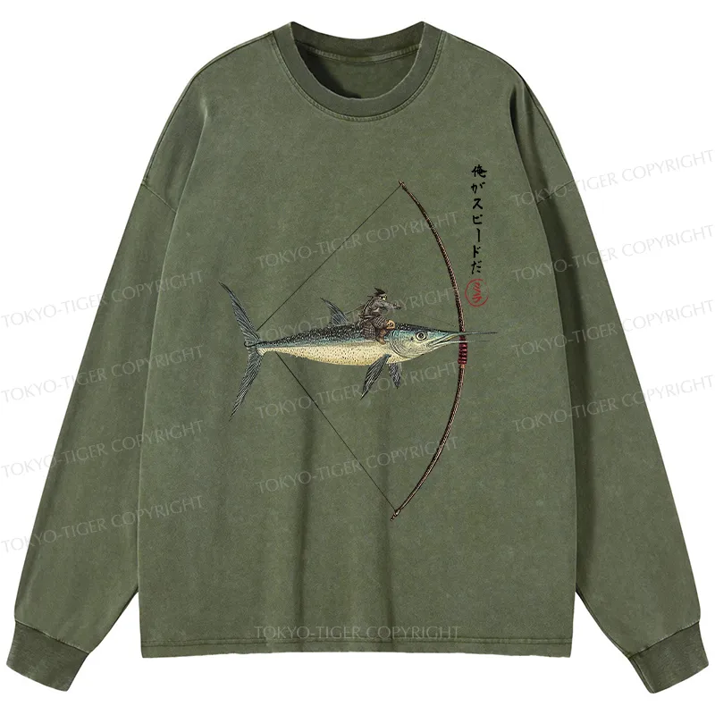 Tokyo-Tiger I Am Speed Washed Long Sleeve T-Shirt