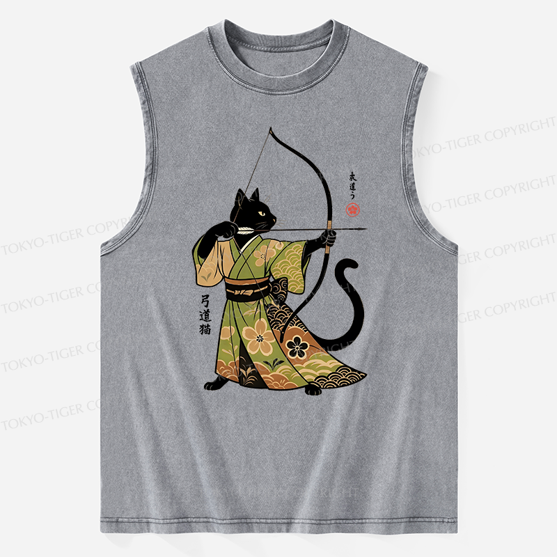 Tokyo-Tiger Japan Cat Archery Washed Tank
