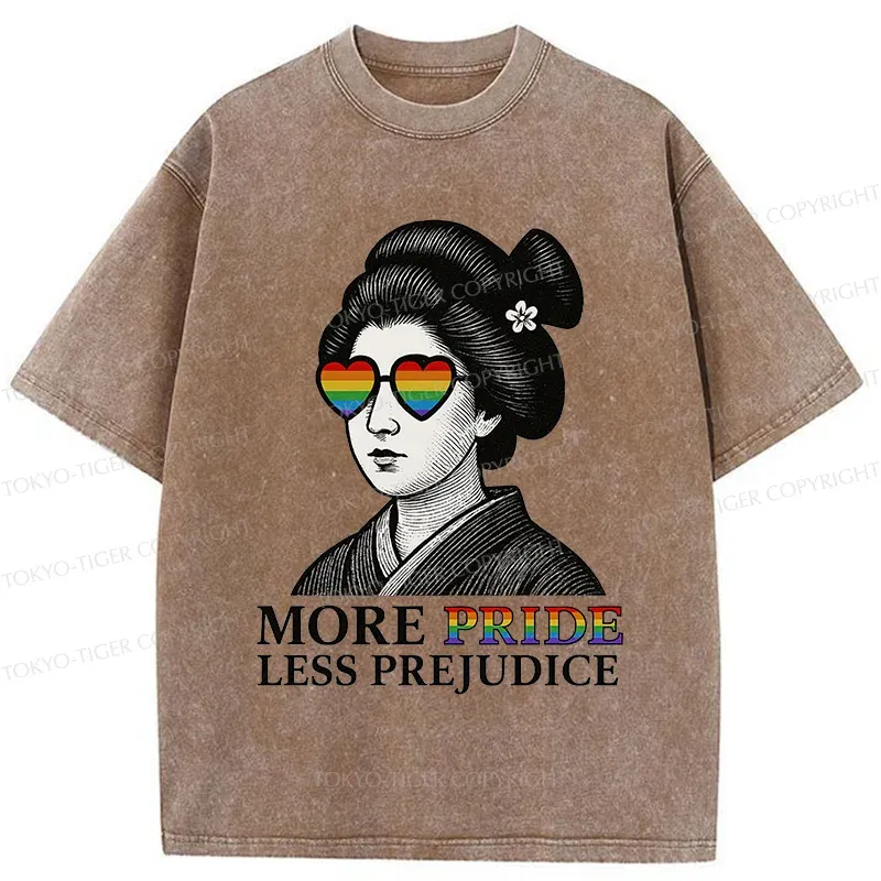 Tokyo-Tiger Geisha Wearing Sunglasses Washed T-Shirt