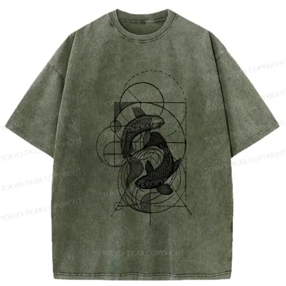 Tokyo-Tiger The Harmony Of Geometry And Koi Washed T-Shirt