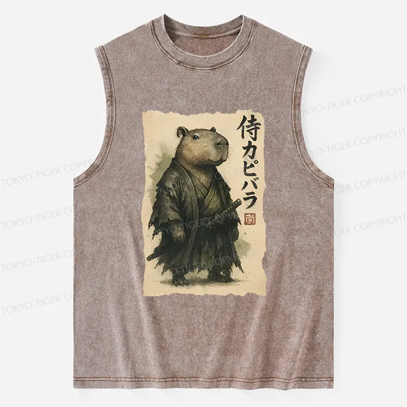 Tokyo-Tiger Capybara Samurai Washed Tank