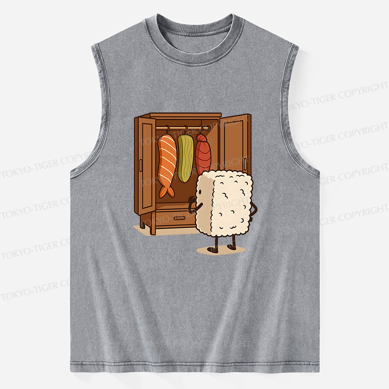 Tokyo-Tiger Sushi Pick Out Clothes Washed Tank