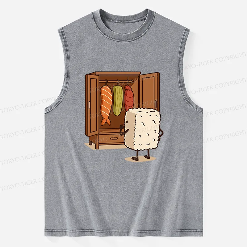 Tokyo-Tiger Sushi Pick Out Clothes Washed Tank