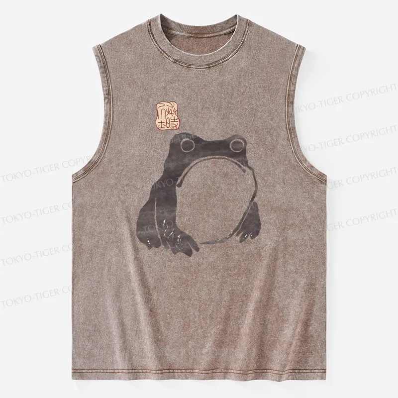 Tokyo-Tiger Matsumoto Hoji Woodblock Print Frog Washed Tank