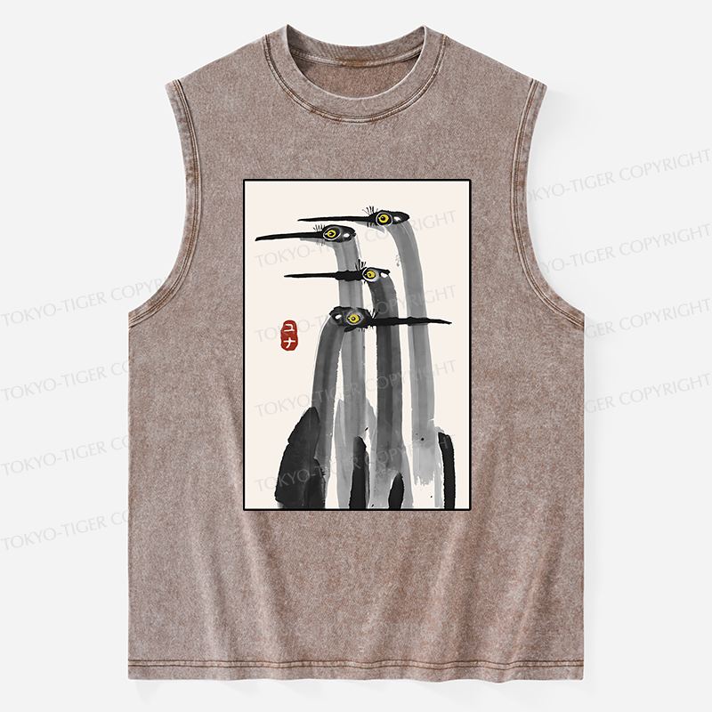 Tokyo-Tiger Japanese Crane Poster Washed Tank