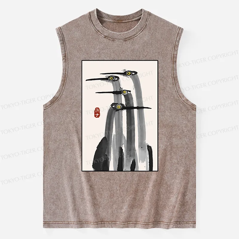 Tokyo-Tiger Japanese Crane Poster Washed Tank