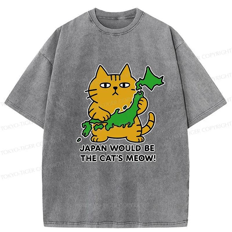 Tokyo-Tiger Japan Is A Cat's World Washed T-Shirt