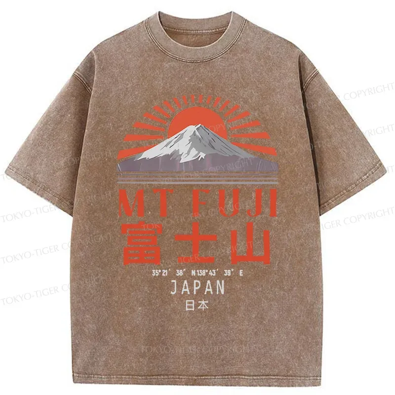 Tokyo-Tiger Retro Mount Fuji Washed T-Shirt