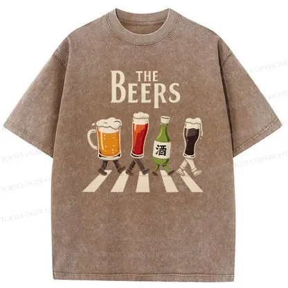 Tokyo-Tiger Beer Crossing Sidewalk Washed T-Shirt