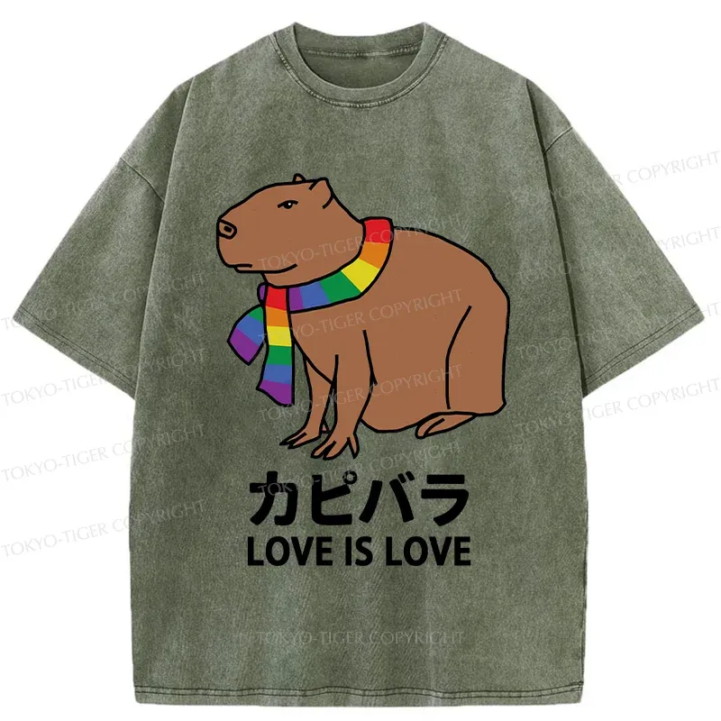 Tokyo-Tiger Capybara With Love Washed T-Shirt