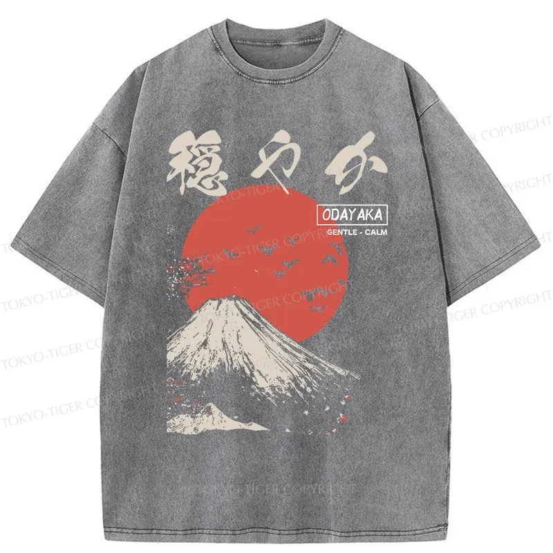 Tokyo-Tiger Japan Mount Fuji Retro Washed T-Shirt