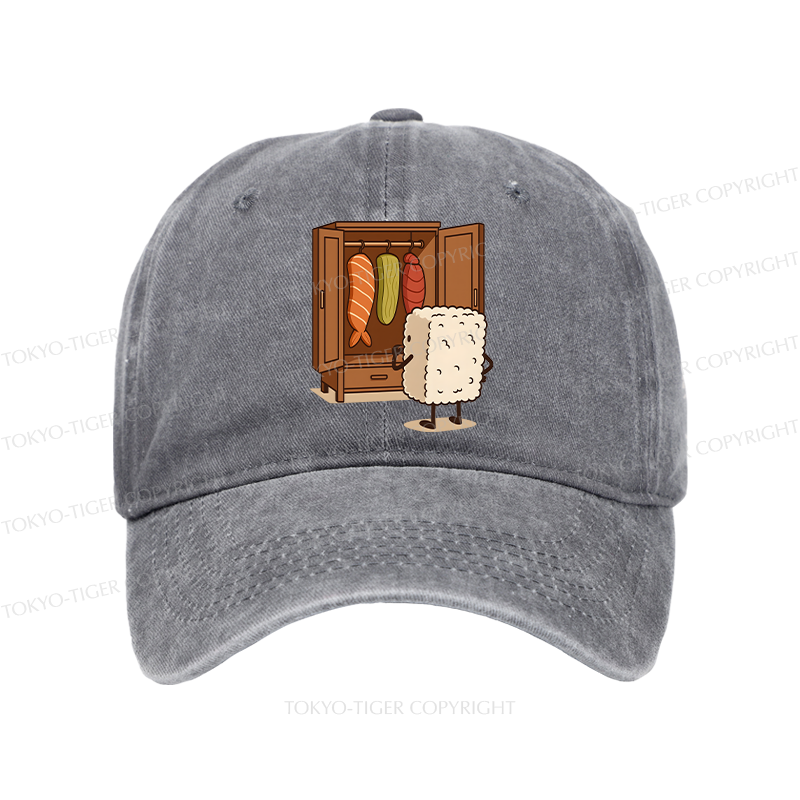 Tokyo-Tiger Sushi Pick Out Clothes Washed Cap
