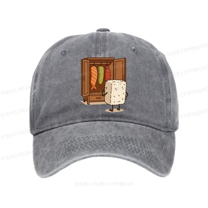 Tokyo-Tiger Sushi Pick Out Clothes Washed Cap