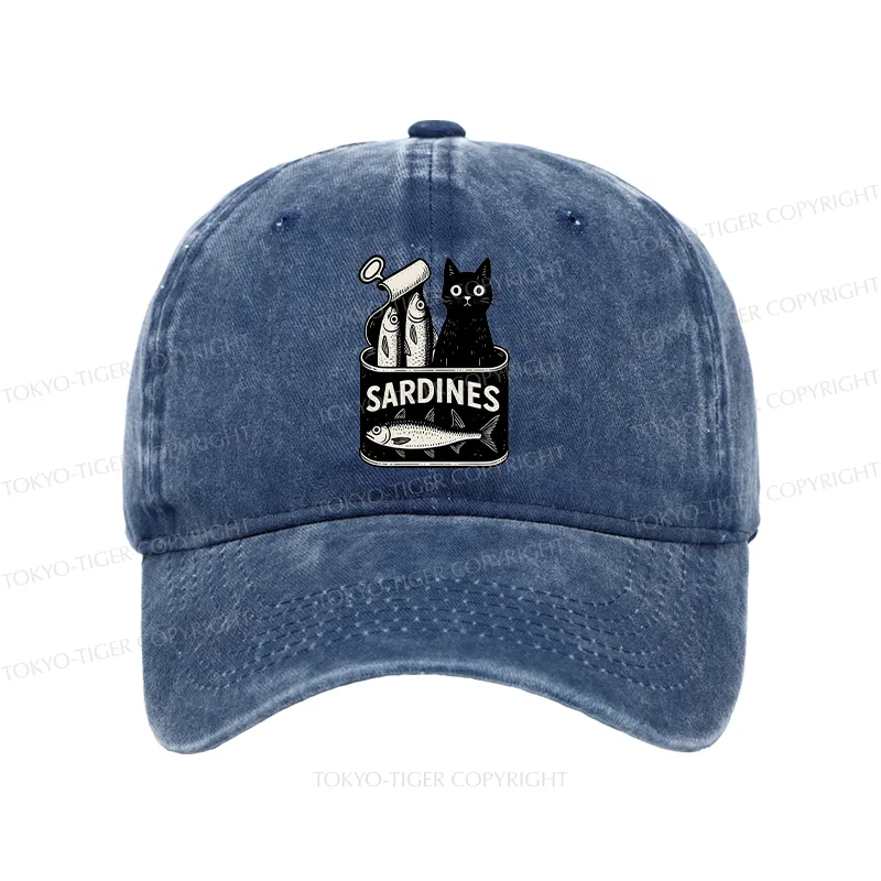 Tokyo-Tiger Cat And Canned Fish Washed Cap