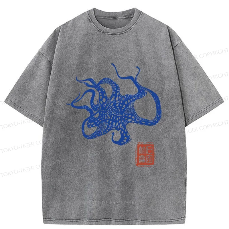 Tokyo-Tiger Deep Sea Octopus Washed T-Shirt