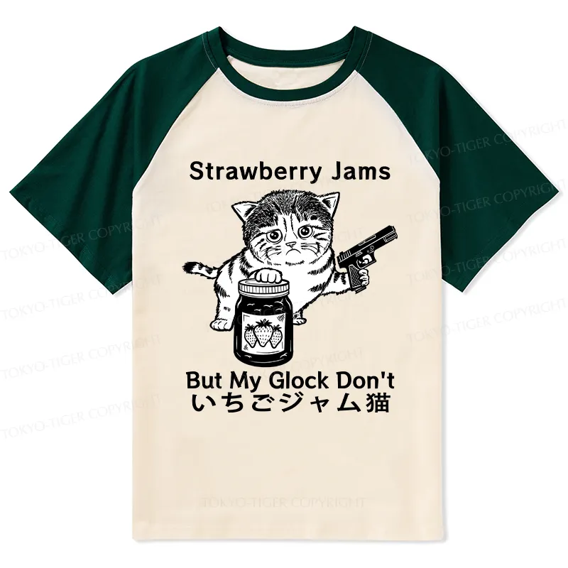 Tokyo-Tiger Strawberry Jam Cat Raglan T-shirt