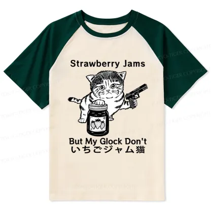 Tokyo-Tiger Strawberry Jam Cat Raglan T-shirt