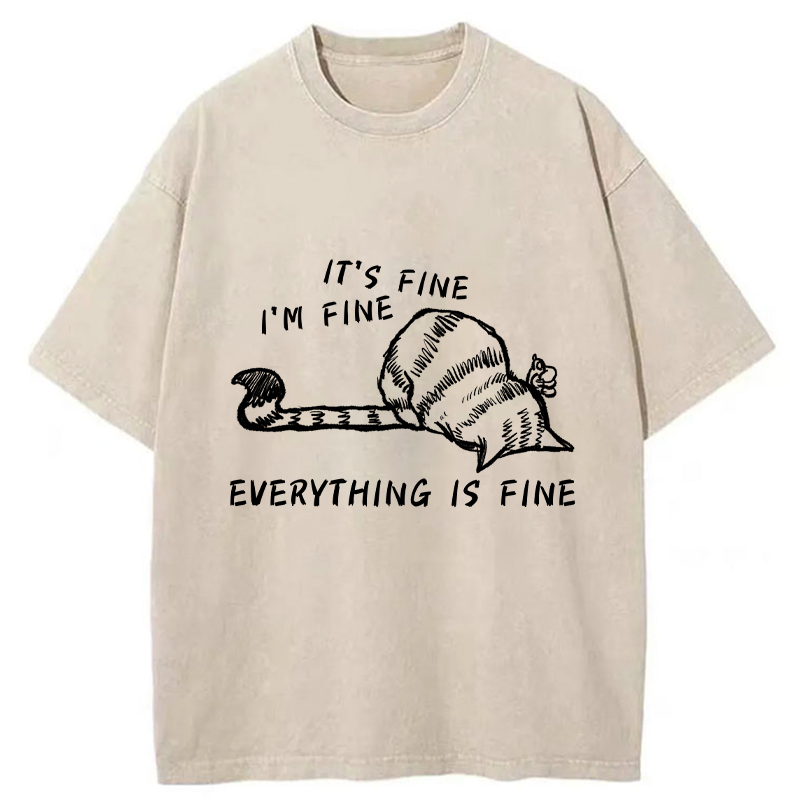Tokyo-Tiger Everything Is Fine Washed T-Shirt