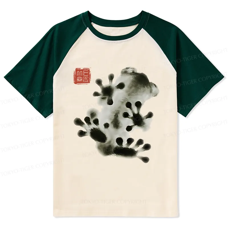 Tokyo-Tiger Ink Painting Frog Raglan T-shirt