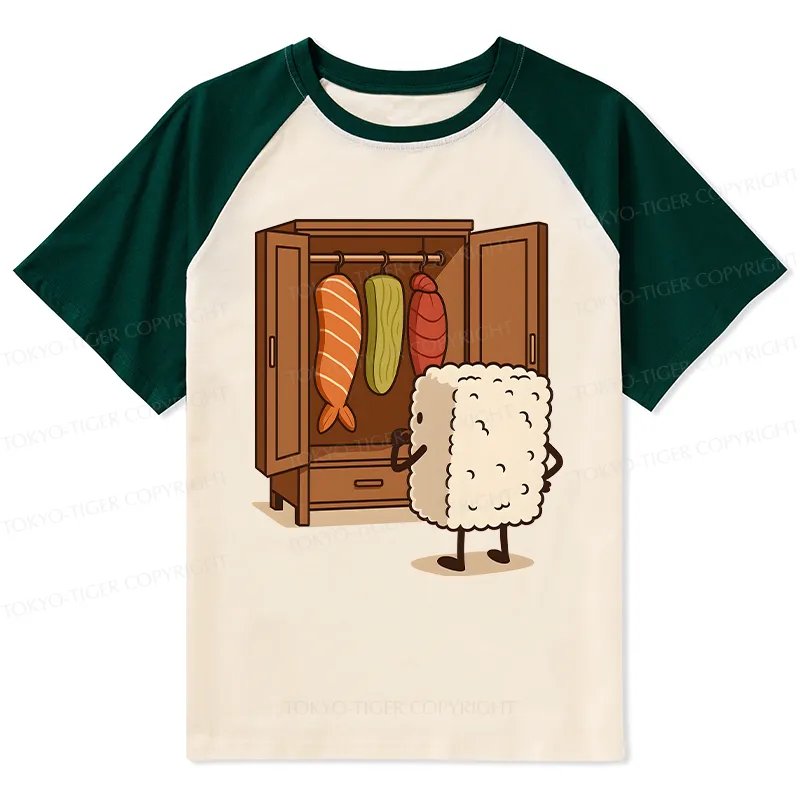 Tokyo-Tiger Sushi Pick Out Clothes Raglan T-shirt