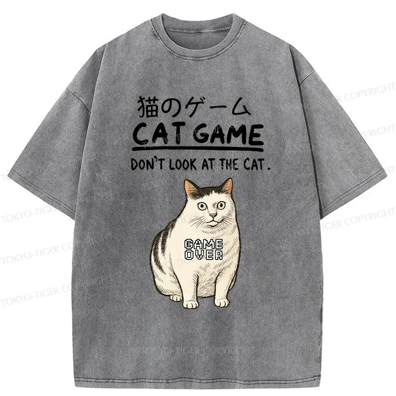 Tokyo-Tiger Don't Watch The Cat Challenge Washed T-Shirt