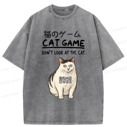 Tokyo-Tiger Don't Watch The Cat Challenge Washed T-Shirt