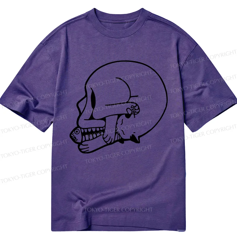 Tokyo-Tiger Funny Cat Eating Fish Classic T-Shirt