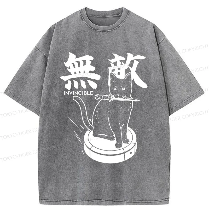 Tokyo-Tiger Invincible Cat Washed T-Shirt