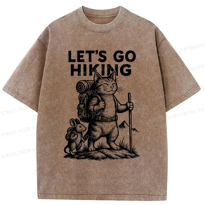 Tokyo-Tiger Cat And Mouse Go Hiking Washed T-Shirt