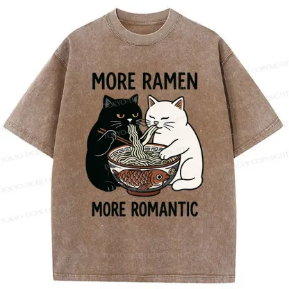Tokyo-Tiger Two Cats Are Eating Ramen Washed T-Shirt