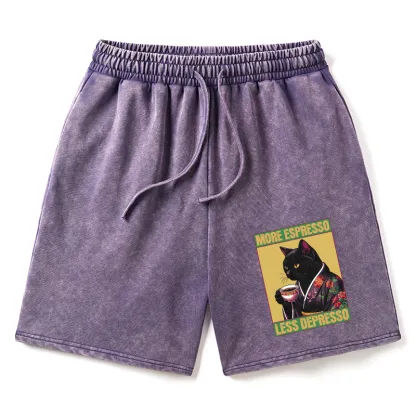 Tokyo-Tiger Up Caffeine Down Depression Washed Shorts