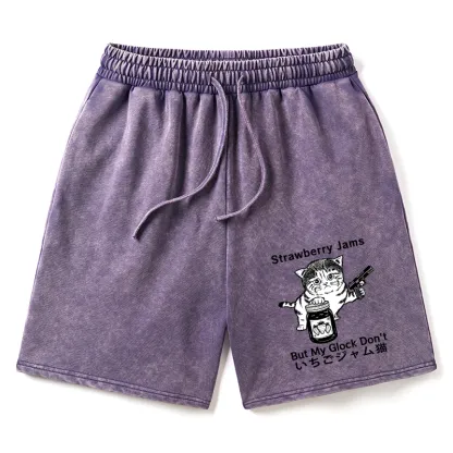 Tokyo-Tiger Strawberry Jam Cat Washed Shorts