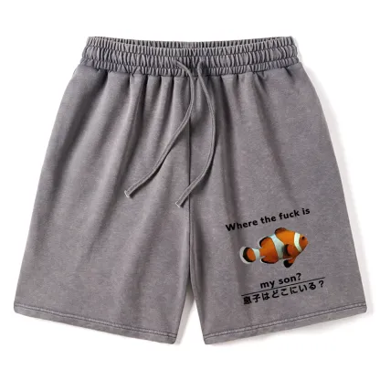Tokyo-Tiger Fish Looking For Son Washed Shorts