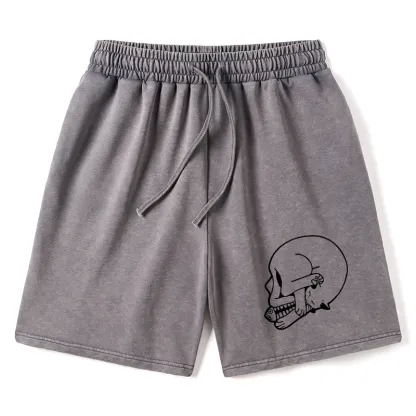 Tokyo-Tiger Funny Cat Eating Fish Washed Shorts