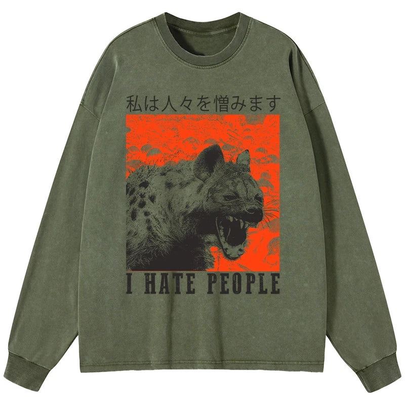 Tokyo-Tiger A Hyena That Hates Humans Washed Long Sleeve T-Shirt