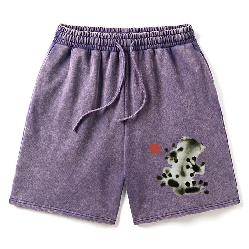 Tokyo-Tiger Ink Painting Frog Washed Shorts