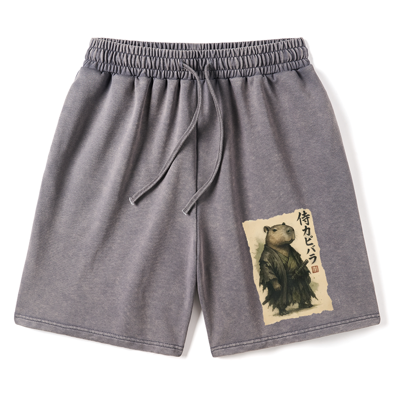 Tokyo-Tiger Capybara Samurai Washed Shorts