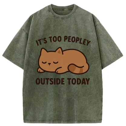 Tokyo-Tiger Kawaii Resting Cat Washed T-Shirt