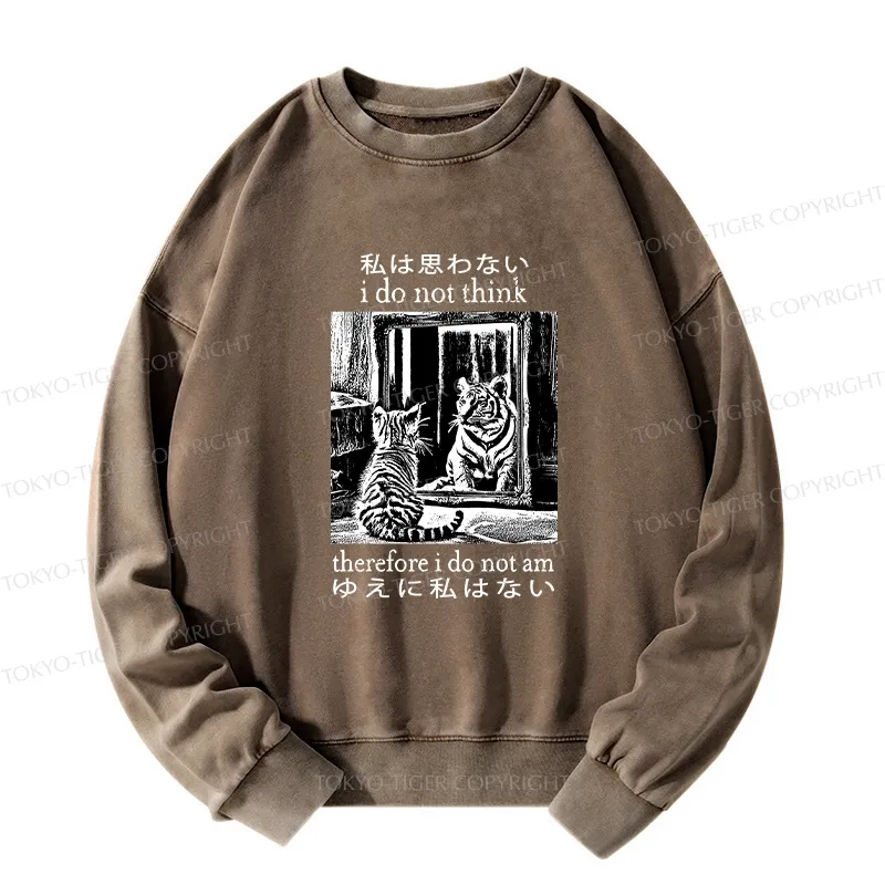 Tokyo-Tiger Thinking Cat Japanese Washed Sweatshirt