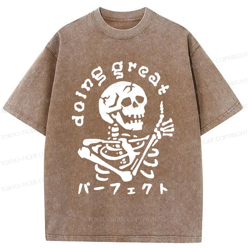 Tokyo-Tiger Encouragement Of The Skeleton Washed T-Shirt